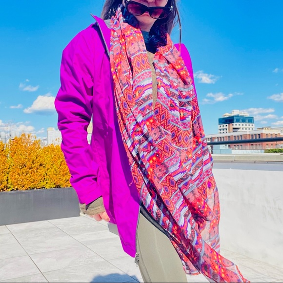 Anthro Tribal Western Hippi Patchwork Pattern Blanket Scarf - Picture 4 of 16